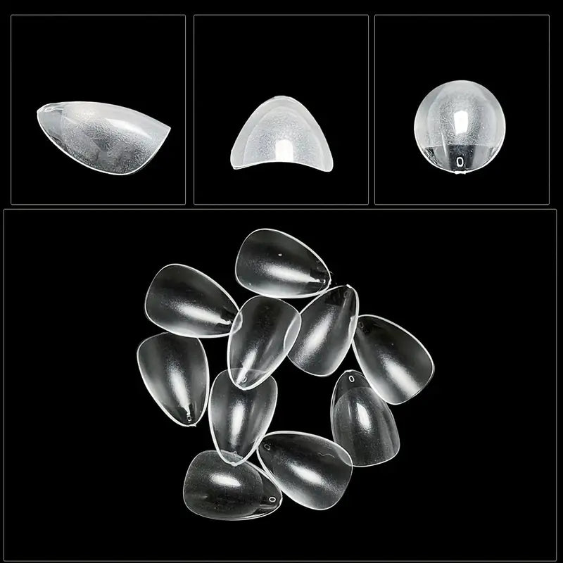 Kit 240 Capsules Faux Ongles Courts Transparente – Forme Amande Arrondie pour Extension en Gel ou Résine