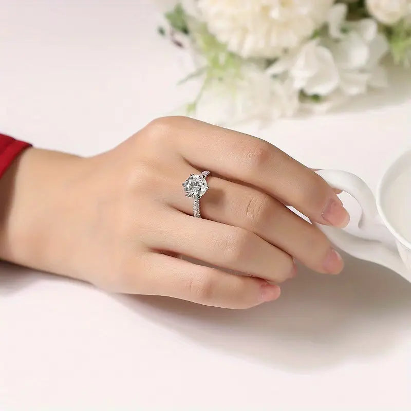 Bague femme argent avec grand zircon scintillant – Bijou élégant et raffiné