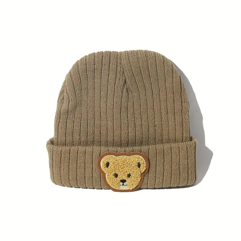Bonnet Tricot Enfant avec Motif Ourson – Chapeaux et Casquettes Bébé Fille & Garçon | Hiver Chaud & Confortable