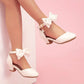 Ballerines fille blanches avec nœud et bride élégante – Chaussures de cérémonie et mariage