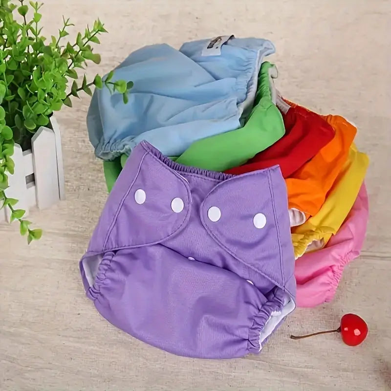Lot de 7 Couches Lavables Bébé Réglables – Culottes Réutilisables Colorées avec Boutons Pression Étanches