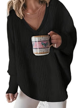 Pull à Col V Casual Plus Size Femme