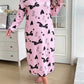 Chemise de Nuit à Manches Longues Automne/Hiver avec Imprimé Nœud Rose