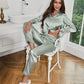Pyjama Femme Satin Chic – Ensemble Long avec Chemise Boutonnée & Pantalon Fluide, Lingerie de Nuit Élégante et Confortable