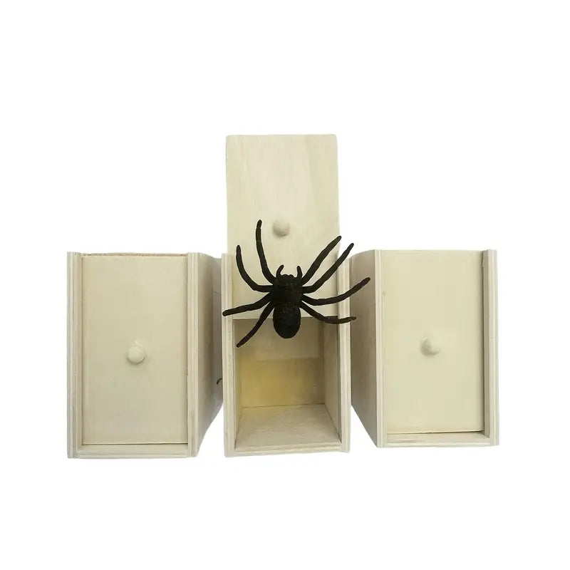 Boîte surprise araignée réaliste en bois – Jouet fantaisie pour farces et blagues effrayantes