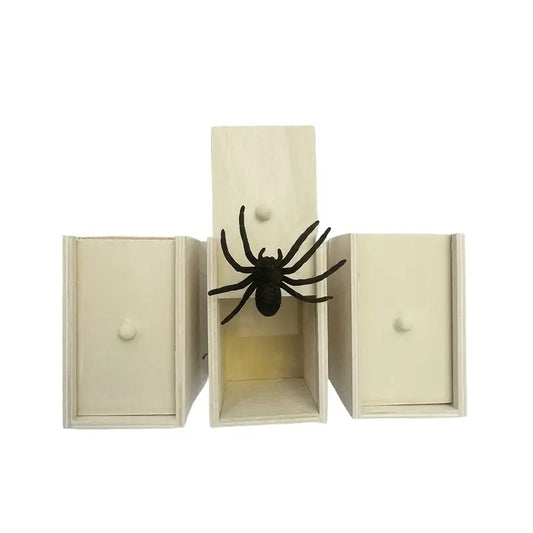 Boîte surprise araignée réaliste en bois – Jouet fantaisie pour farces et blagues effrayantes