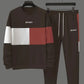 Ensemble de sport homme – Sweat et pantalon jogging – Design color block bleu, beige et blanc