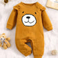 Body Bébé Manche Longue en Coton – Grenouillère Moutarde Motif Ours Mignon