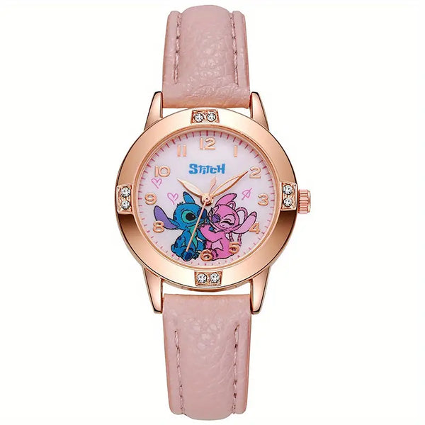 Montre Enfant Fille Rose avec Personnage Stitch