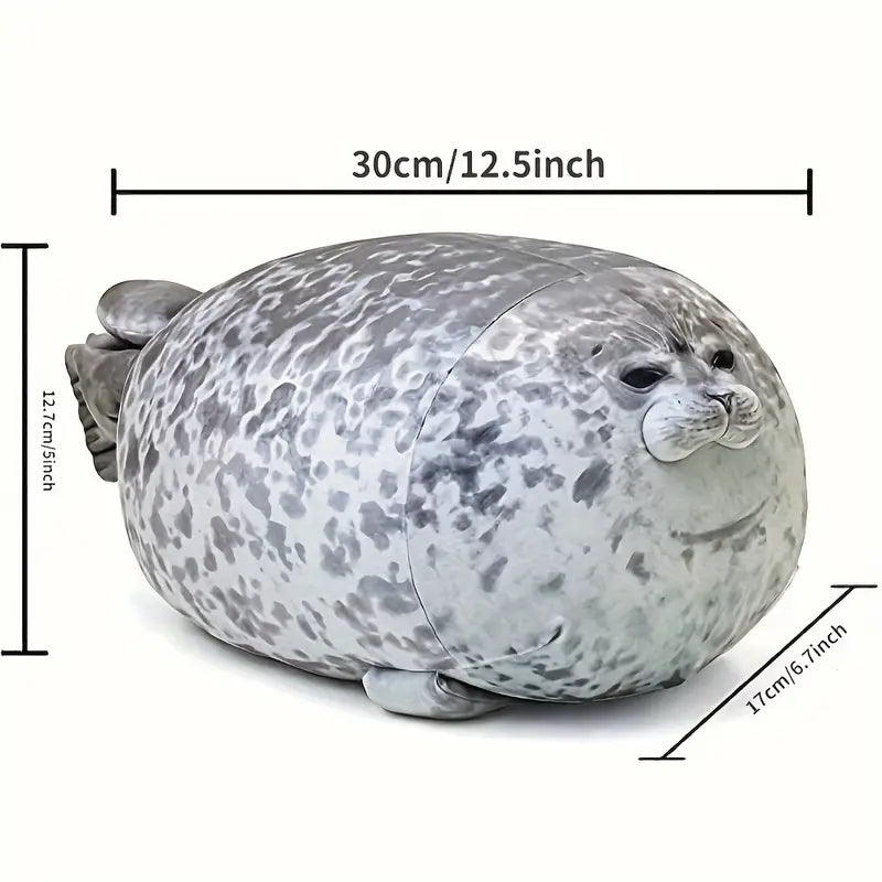 Peluche phoque gris réaliste XXL – Coussin moelleux et doudou rigolo pour enfants et adultes