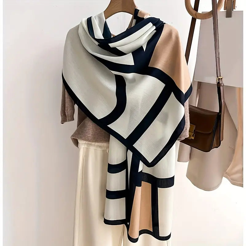 Écharpe femme élégante motif géométrique – Châle léger chic pour toutes saisons