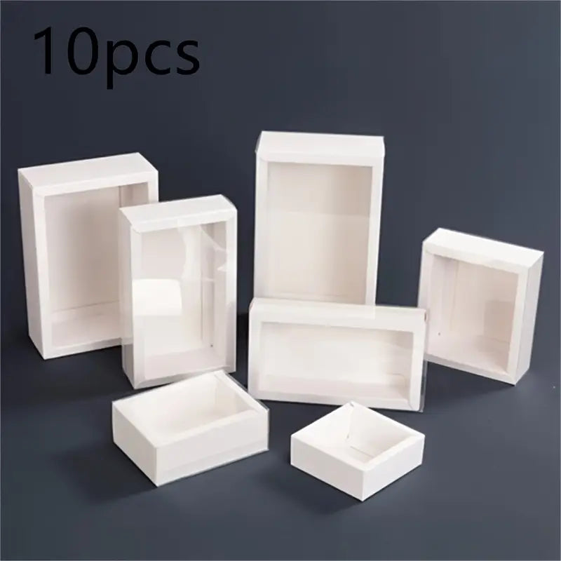Boîtes cadeaux dorées avec couvercle transparent (lot de 10) – Emballages élégants pour pâtisseries, bijoux ou événements