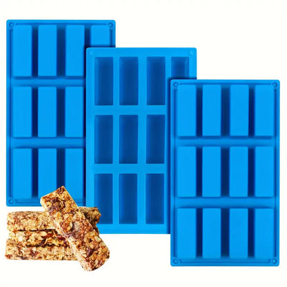 Moule en Silicone pour Barres Énergétiques Maison – 12 Cavités Rectangulaires pour Céréales, Protéines et Snacks Sains