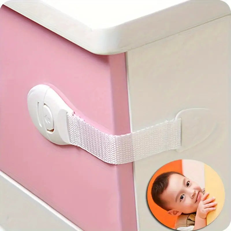 Verrou de Sécurité pour Enfants – Bloque-Tiroirs et Placards avec Sangle Ajustable Autocollante