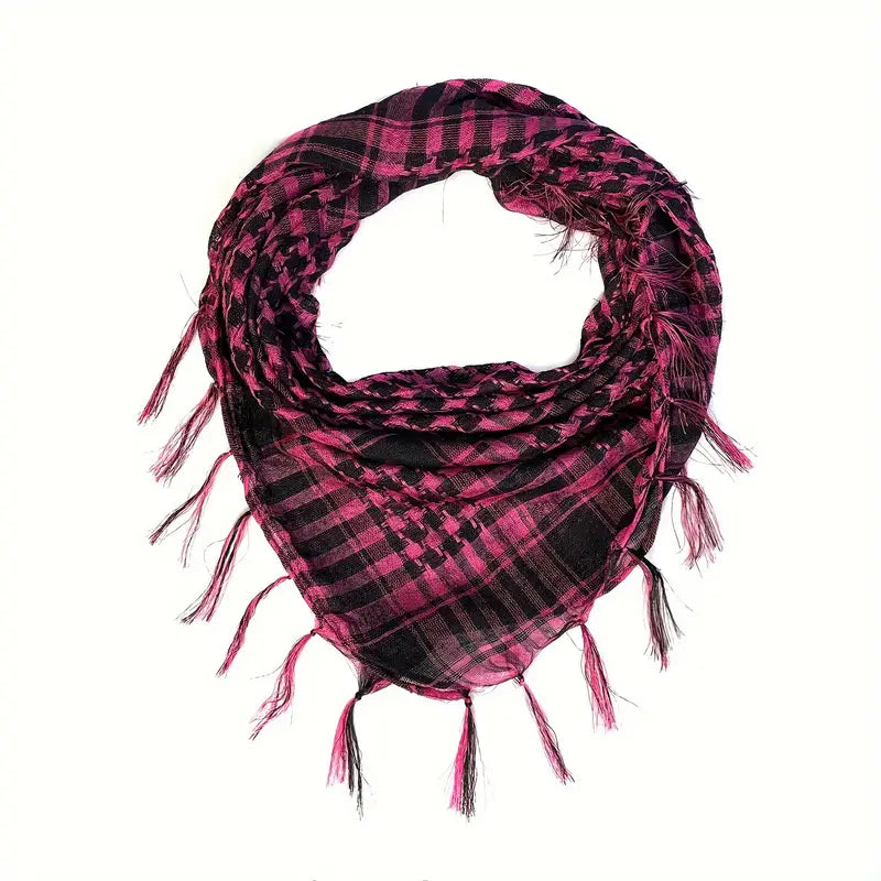 Écharpe keffieh homme noir et blanc – Chèche léger à franges pour style moderne et décontracté