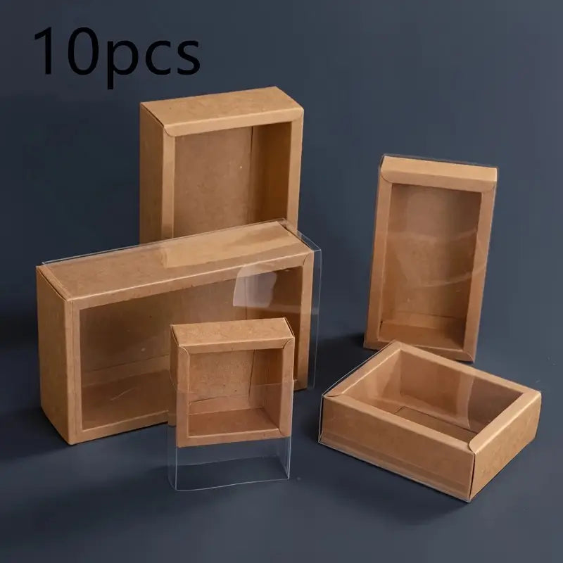 Boîtes cadeaux dorées avec couvercle transparent (lot de 10) – Emballages élégants pour pâtisseries, bijoux ou événements