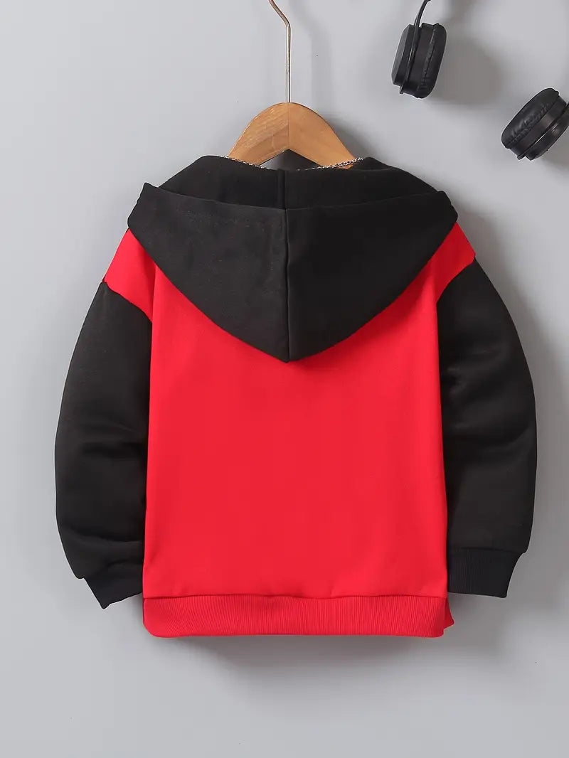 Sweat à capuche garçon bleu – Haut tendance avec imprimé Rubik’s Cube coloré, confortable et stylé