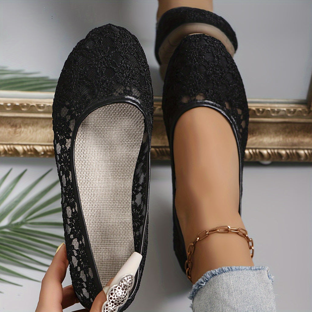 Ballerines femme en dentelle florale