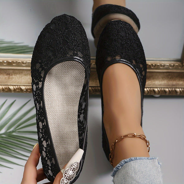 Ballerines femme en dentelle florale