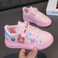 Baskets fille roses à scratch – Chaussures de sport confortables avec motif papillon et princesse