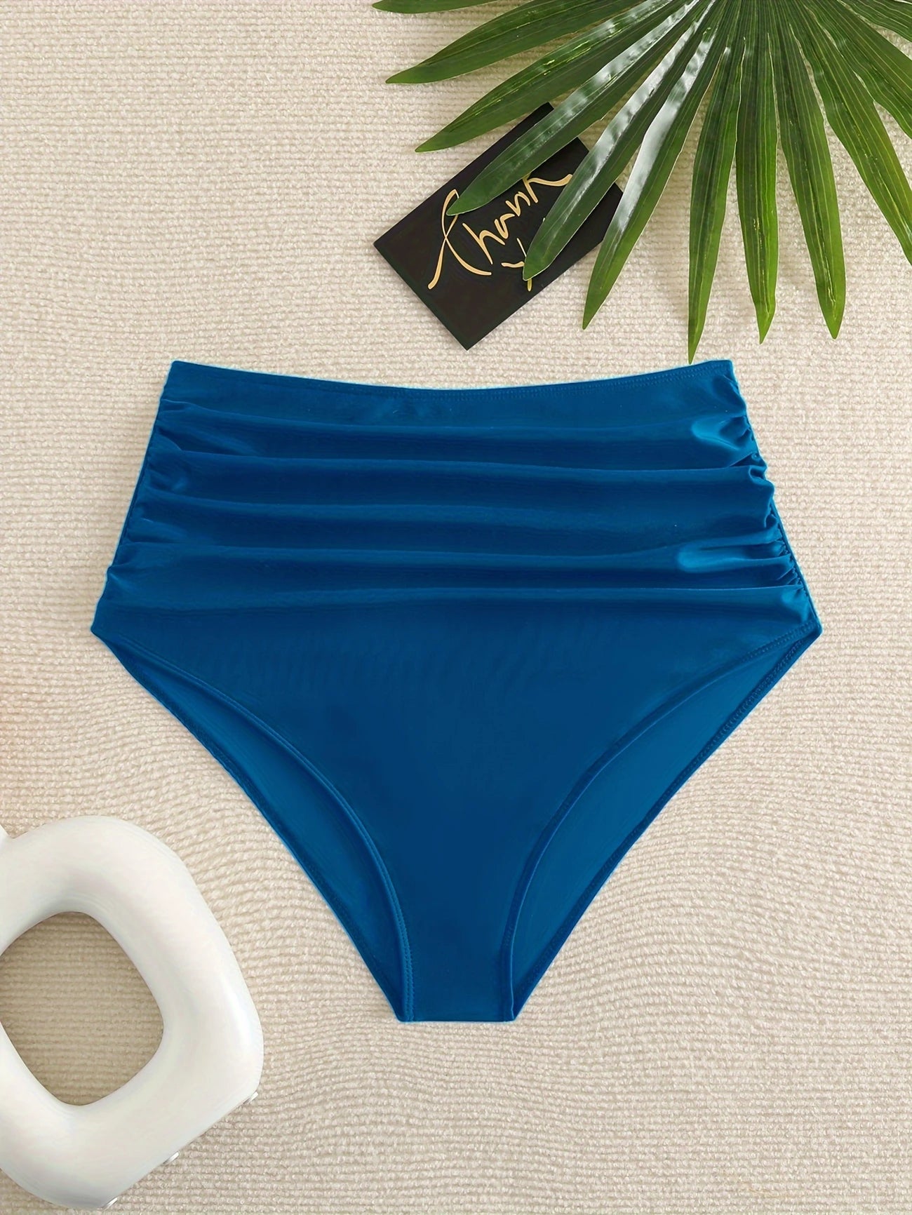 Bas de Bikini Femme Taille Haute Froncée – Effet Ventre Plat, Confort & Élégance