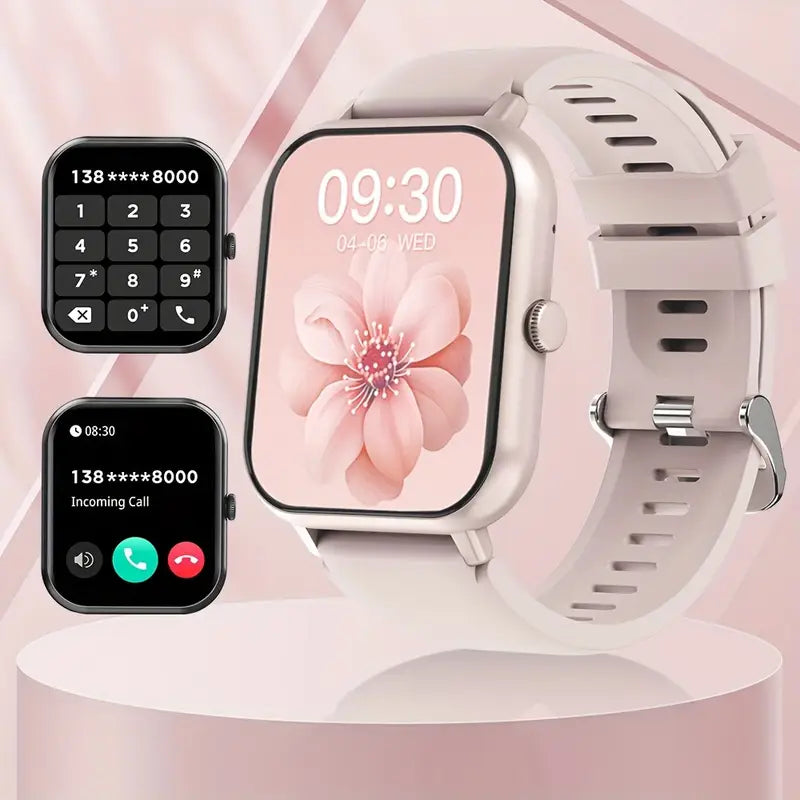 Montre connectée rose avec appels Bluetooth – Suivi santé, notifications et écran tactile HD