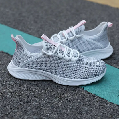 Baskets femme beiges respirantes, coloris Gris