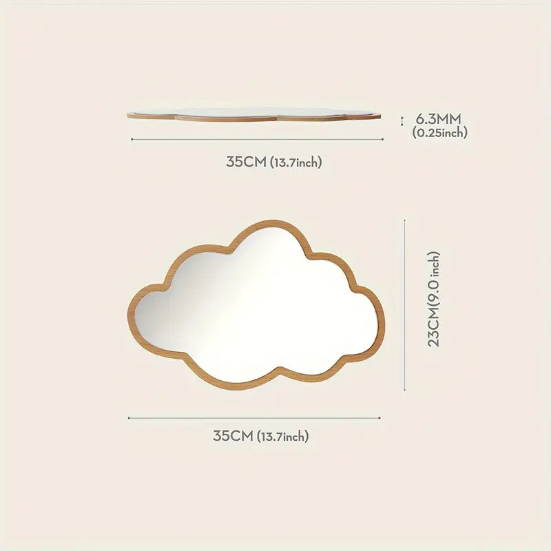 Miroir mural nuage en bois – Décoration chambre bébé design et moderne