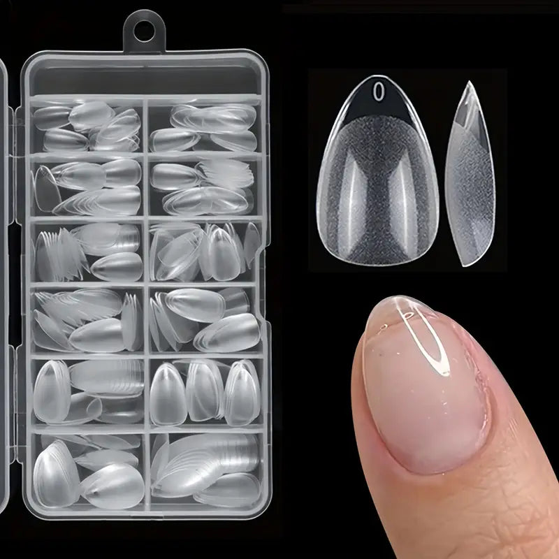 Kit 240 Capsules Faux Ongles Courts Transparente – Forme Amande Arrondie pour Extension en Gel ou Résine