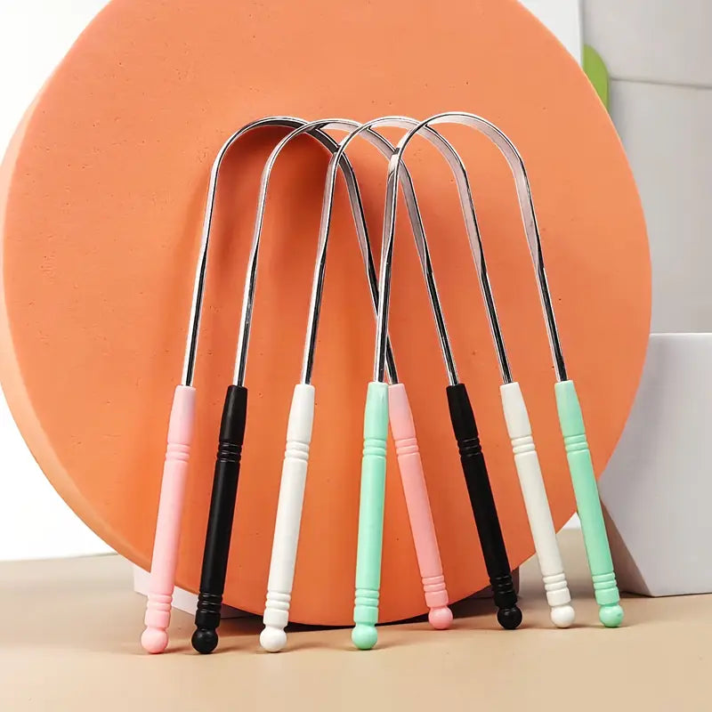 Grattoirs à Langue en Acier Inoxydable – Lot de 6 Nettoyeurs de Langue Colorés pour une Haleine Fraîche