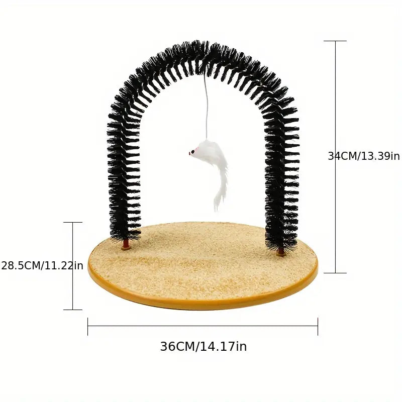 Arc de Massage et Brosse Auto-Toilettante pour Chat – Station de Grattage avec Base Antidérapante