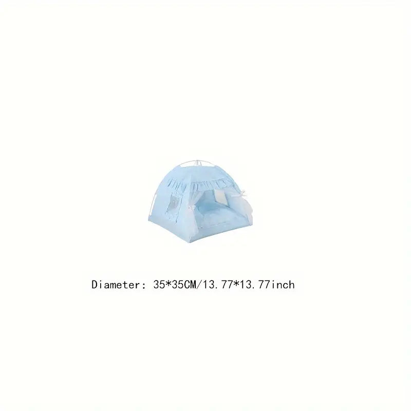 Tente Lit pour Chat en Tissu Rose avec Voilage – Maison Douillette et Respirante pour Animaux de Compagnie