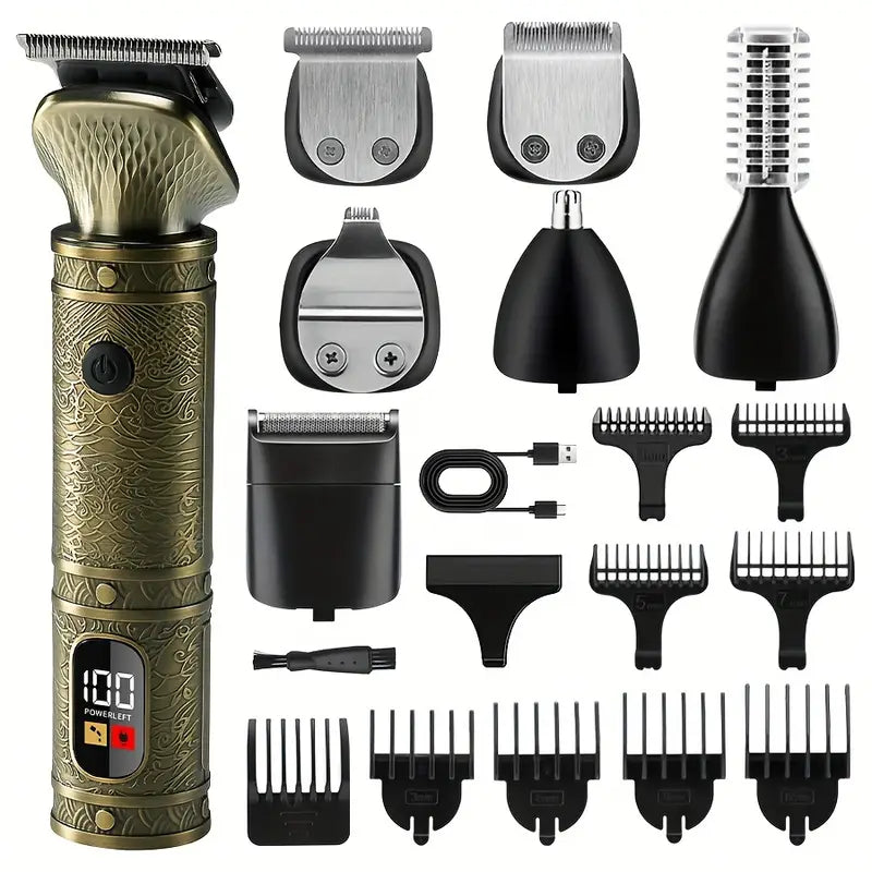 Tondeuse Électrique Multifonction 7-en-1 – Rasoir Homme Professionnel avec Lames