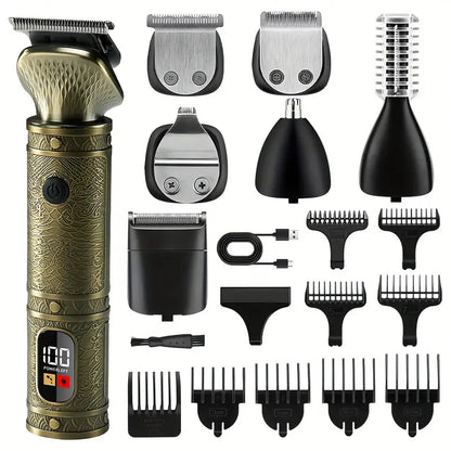 Tondeuse Électrique Multifonction 7-en-1 – Rasoir Homme Professionnel avec Lames