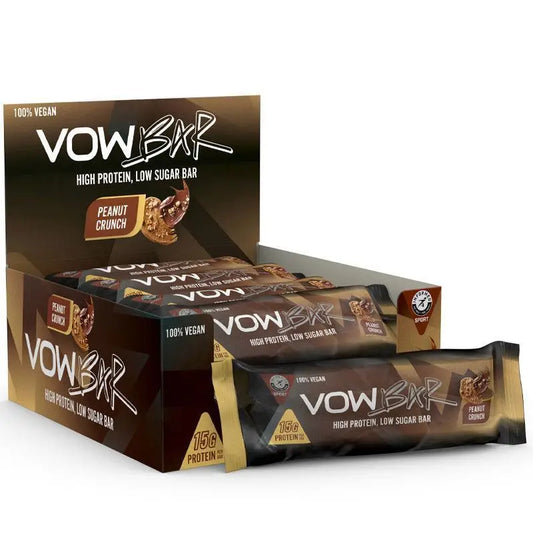 Barre Protéinée VOW 100% Vegan – Saveur Caramel Beurre Salé | 16g de Protéines, Faible en Sucre, Idéale Avant ou Après l’Entraînement