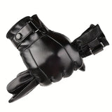 Gants homme en cuir élégants avec doublure chaude, coloris Noir