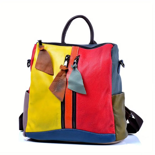 Sac à dos femme en cuir multicolore vintage – Original, artisanal et spacieux