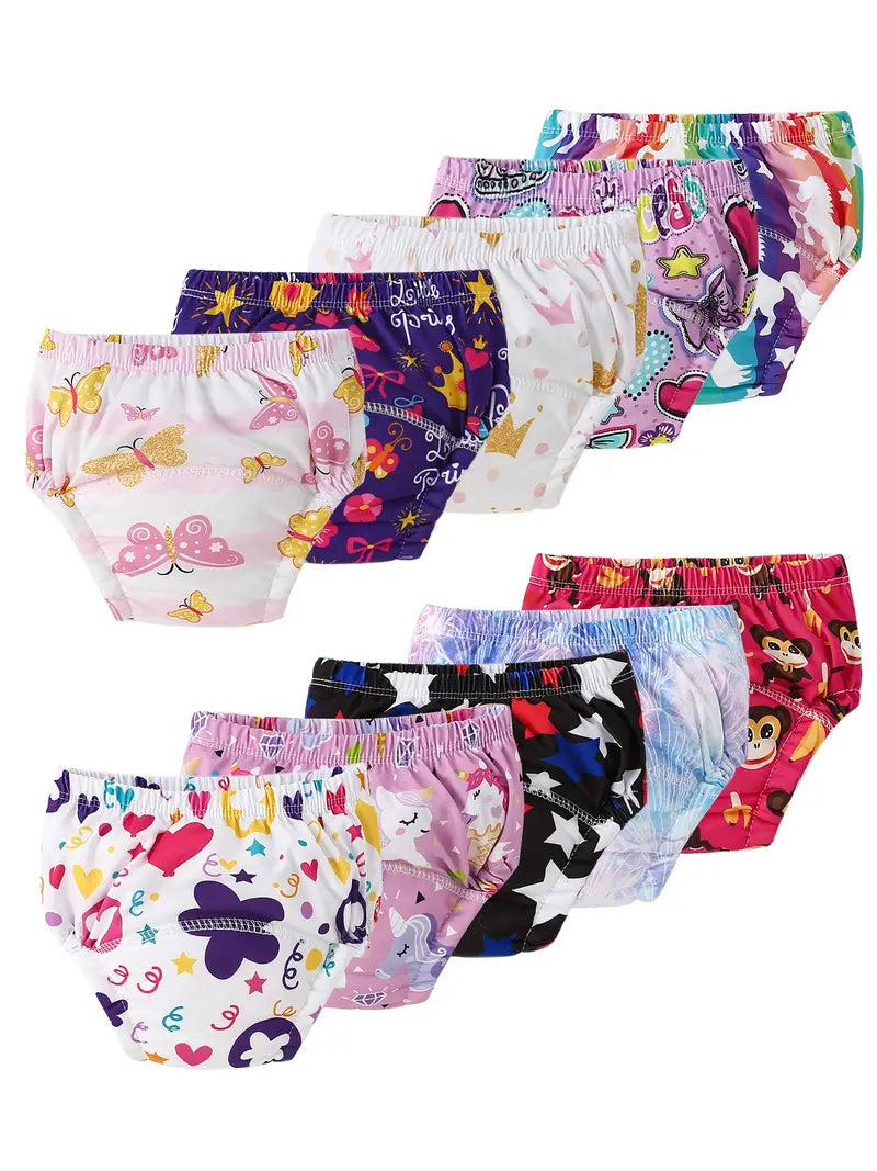 Couches lavables bébé réutilisables – Lot de 10 culottes colorées et imprimées, ajustables et écologiques