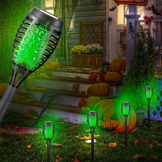 Piquets de Jardin Décoratifs Solaires – Torches LED Effet Flamme Multicolore, Éclairage Extérieur Étanche pour Ambiance Festive
