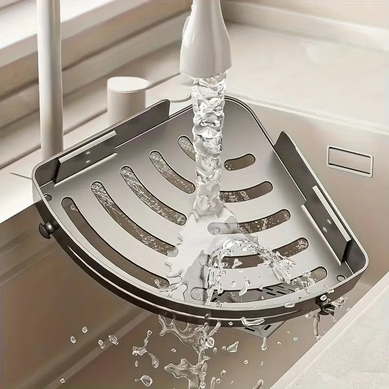 Étagère Murale d’Angle pour Salle de Bain – Rangement Noir Mat en Aluminium, Fixation Sans Perçage