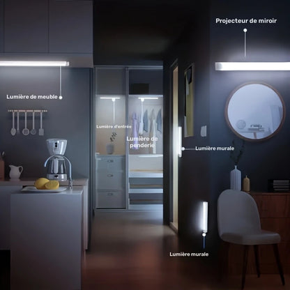 Lampe LED Détecteur de Mouvement 120° – Éclairage Automatique Intelligent pour Placard, Lit ou Couloir – Rechargeable et Facile à Installer