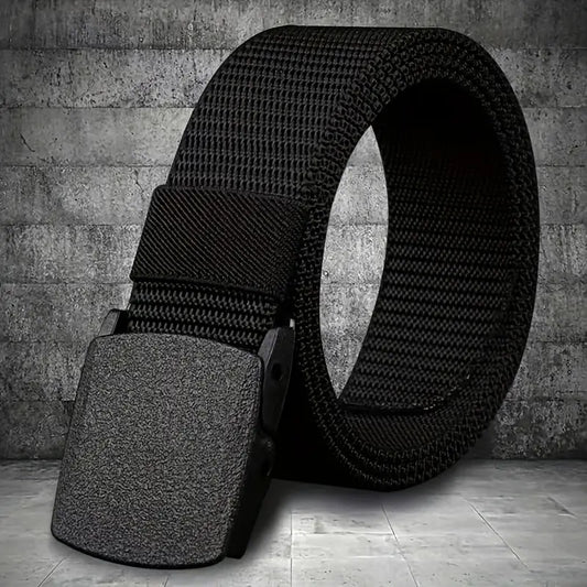 Ceinture femme en toile tressée marron – Style décontracté avec boucle automatique solide