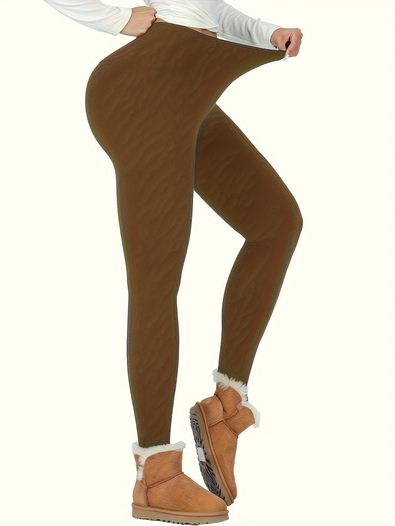 Leggings Femme Doublés Polaire Taille Haute