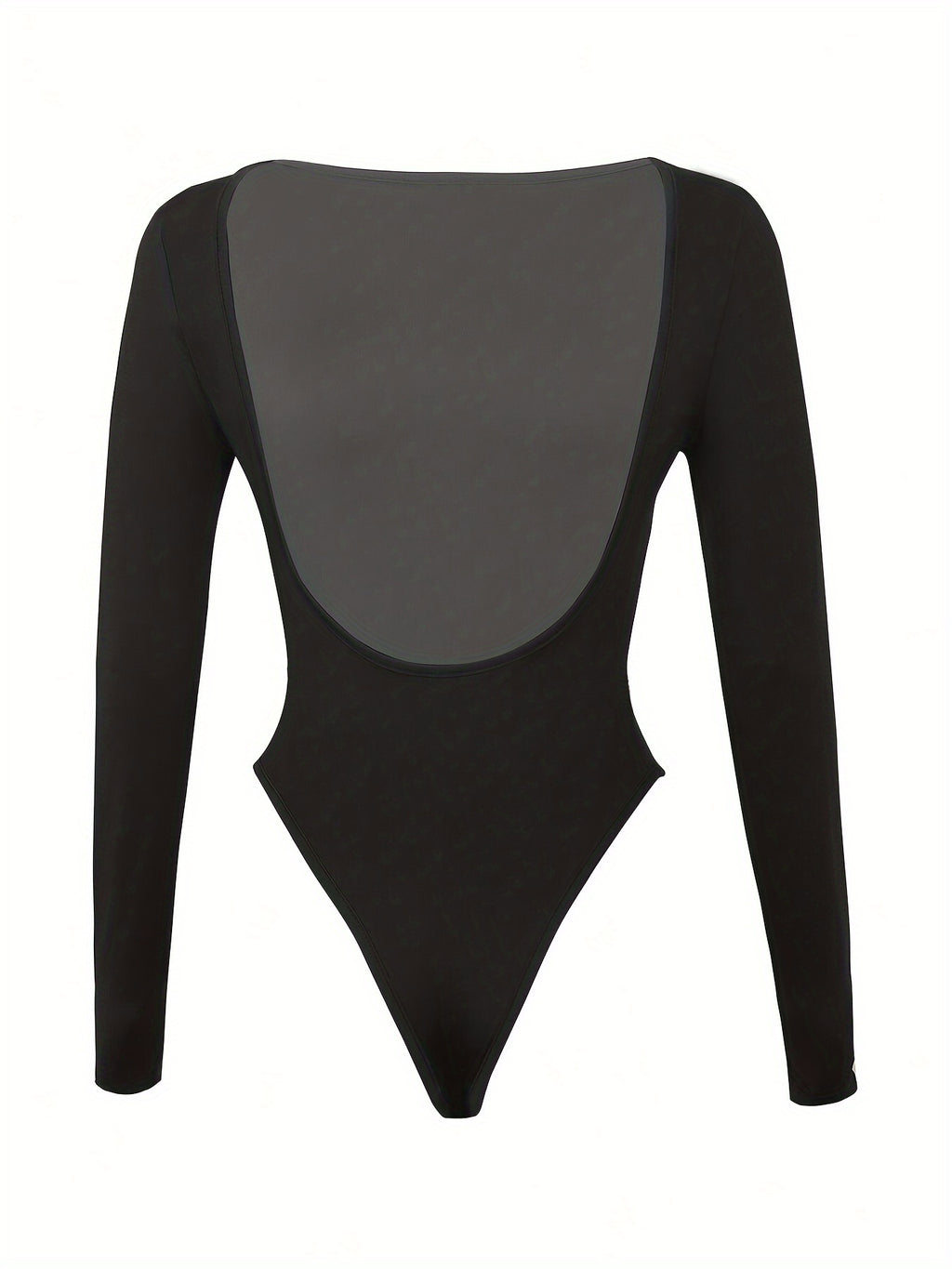 Body Femme Uni Dos Nu – Manches Longues & Coupe Sexy, coloris Noir