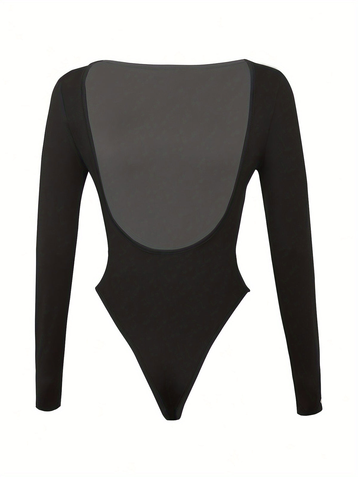 Body Femme Uni Dos Nu – Manches Longues & Coupe Sexy, coloris Noir