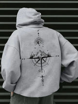 Sweat à capuche homme – Hoodie gris sport avec imprimé boussole &, coloris Blanc