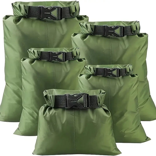 Sac de Rangement Imperméable Extérieur – Lot de 5 Sacs Étanches Ultra-Résistants pour Camping, Randonnée, Kayak et Activités Outdoor