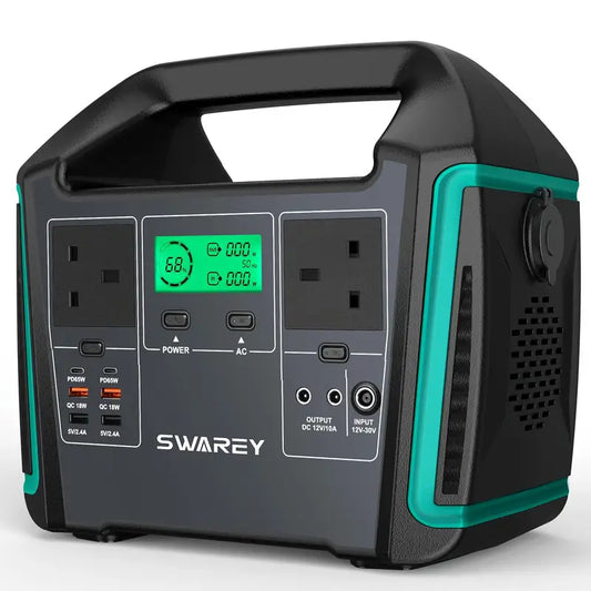 Station d’alimentation portable Swarey – Générateur rechargeable haute capacité avec prises USB, AC et affichage LED