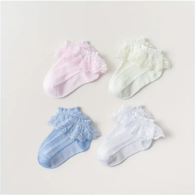 Chaussettes Fille en Dentelle Rose – Chaussettes Enfant Élégantes et Confortables