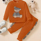 Ensemble fille 2 pièces bordeaux – Sweat à motif ourson et pantalon assorti